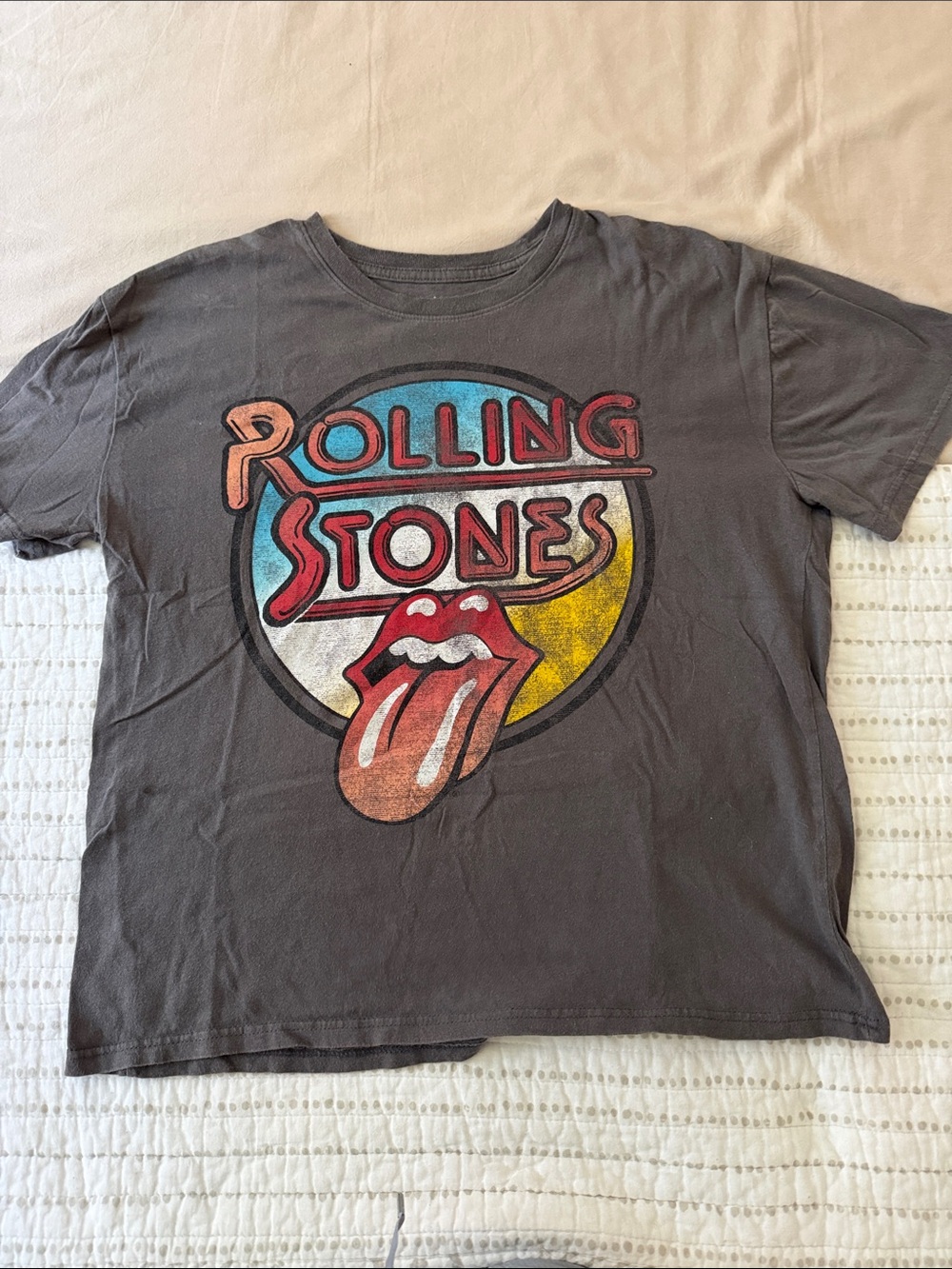 Rolling Stones Graphic Womens Tee in Charcoal with Multicolor Logo